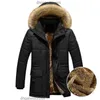 Parka en duvet pour hommes, pardessus épais et chaud, capuche en fourrure polaire, veste d'hiver, manteau militaire Cargo moyen-long