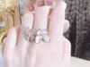 Novo designer clássico anel azul borboleta com diamantes anéis de alta qualidade anel ajustável para o presente de joias da moda