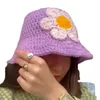 Bérets tricotés fleur seau chapeau pour femmes pêcheur Style japonais casquettes mode femme adolescentes printemps chapeaux anti-soleil