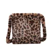 Borsa borse a tracolla con stampa leopardata retrò per donna 2024 borsa a tracolla morbida in peluche autunno inverno morbida pelliccia calda