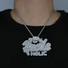 Collier avec pendentif en forme de lettre pour hommes, entièrement pavé, 5A CZ, glacé, Bling, Rock, Punk, bijoux, Hustle Holic, Hip Hop, lettre, 240311