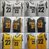 Iowa Hawkeyes 22 Caitlin Clark Herren-Basketball-Trikot, weiß, gelb, schwarz, College-Basketball-Trikots, genäht