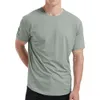 Mens Ultra Soft Bamboo Fiber Viscose Fiber T-shirt med krökt hem lättvikt och sval kortärmad avslappnad grundläggande t-shirt