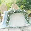 6FT18M Artificial Wedding Eucalyptus Garland Runner Mantle with Rose Flowers Table Centerpiece Boho Wed Bridal Shower Arch Decor 240309