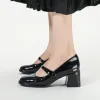 Pumpar kvinnans Mary Jane skor patentläder höga klackar kontor lady skor grundpumpar brud bröllopskor zapatos mujer våren 1186c