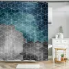 Duschvorhänge hexagonale Geometrie Badezimmer Vorhang wasserdichte Polyester Badewanne Badewanne mit Haken