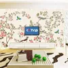 Fonds d'écran Wellyu personnalisé papier peint 3D peintures murales grande fleur et oiseau peint à la main TV fond mur décoratif peinture murale