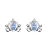 Orecchini a bottone Cristalli blu Zucca Auto Compleanno Madre Bambini Vero orecchino in argento sterling S925 per donna