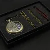 Pocket Watches Retro Mechanical Pocket Set Luxury Pendant Mens Pendant Clock Necklace Chain Bag Reloj de Bolsillo L240322