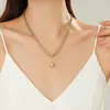 Collana in acciaio inossidabile da donna con ciondolo Collane eleganti Catena color oro di alta qualità Gioielli di design di lusso da donna