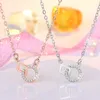 Ожерелья с подвесками из серебра 925 пробы, модные квадратные круглые кристаллы, массивное ожерелье для женщин и девочек, подарок на день Святого Валентина, модные украшения