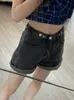 FTLZZ été femmes taille haute bouton perruque jambe jean Shorts décontracté femme coupe ample bleu Denim Shorts 240323