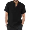 Chemises décontractées pour hommes Hommes Chemise de couleur unie Chemise à manches courtes Boutonnée avec col montant Poche poitrine Travail d'affaires pour l'été