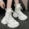 Casual Women 7.5 Shoes 966 CM Platform Outdoor Personalized High Top Design Sneakers Lace Up Running Walking Sports Female Fashion Boots