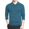 Осенние рубашки свитера поло в базовых рубашках с длинным рукавом Slim Fit Business Classic Polo Male Winter Size S-3XL 240328