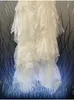 2024 verão novo decote em v miu - vestido curto de penas de cisne branco onda ponto vestido longo