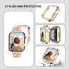 Pulseiras de relógio adequadas para pulseira de relógio Ultra 49mm 45mm 41mm 40/44mm 42mm Flash Metal com capa protetora de diamante iWatch Series 9 8 7 6 5 4 SE 24323