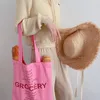 Shoppingväskor kvinnor väska livsmedelslista design damer söta färger axel eko duk handväska återanvändbar bomullsduk