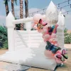 3x3m (10x10ft) Full PVC Wedding Bouncy Castle Uppblåsbar hoppbädd Bounce House Jumper White Bouncer House For Fun Kids Toys inuti Outdoor With Flower