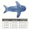 1pc Pattern Adult with Cartoon Animal Cute and Interesting Blue Shark Flannel Hoodie Wearable Sofa Bed Car Camping Blanket Gift