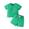 Clothing Sets Kid Baby Boys Summer Outfits Solid Color Button Pocket Short Sleeve Tops Elastic Waist Shorts 2Pcs Clothes Set