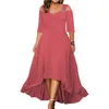 L-5XL Sommer Mode Elegante Lange Kleid Plus Größe Frauen Kleidung Solide Halter Kurzarm Unregelmäßige Casual Kleid Drop 240320
