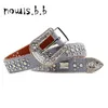 Punk Rock Pass for Women Luksusowa marka Letter Rhinestone Bling Bluckle Pu Dekoracyjne Y2K pasa talii Vintage Mężczyźni Jean Palist 240318