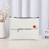 Sacs de rangement Nom personnalisé Mignon Coeur Maquillage Sac Femmes Mariage Bachelor Party Cadeau Voyage Cosmétique Organisateur Côté Pour Dames Luxe Bourse