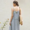 Casual Jurken Vintage Gestreept Katoen Linnen Lang Voor Vrouwen Sexy Halter Bandage Lace Up Maxi Elegante Partij Zomer Boho Zonnejurk