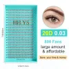 Eyelashes 800 Fans 20D 0.03 Thin Roots Slim Base Premade Fans Lash Medium Stem Sharp Pointy Base Premade Volume Fans Eyelash Extensions