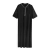 Ethnic Clothing Muslim Loose Jubba Thobe Mens Casual Arab Dubai Robe Middle Sleeve Button Shirt Long Robes Kaftan Saudi Arabia