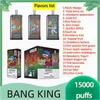 Bang King Puff15000 15kpuffs VAPE usa e getta 25 ml POD650MAH VAPER COBA CAGARETTE E ECARICA ALLA CARETTE ECCIDABILE 0% 2% 3% 5% vai