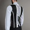 Mensbuken korsett Vest Vintage Floral Print Elegant Waistcoat Bones Slimning Mage Control Tight Corset Costume Hand Made 240315