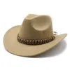 Vintage kobiety mężczyzn w stylu etnicznym zachodni kowbojski kapelusz szeroki dżentelmen dżentelmen Jazz Cowgirl Cap Party Cloche Sombrero Panama 240311