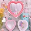 Spiegel Herzförmiger Make-up-Spiegel für den Schreibtisch, zum Aufhängen an der Wand, Dualuse-Schlafsaal-Schminkspiegel, rosafarbener weißer Mädchenzimmer-Dekorationsspiegel