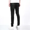 Nuovi jeans da uomo con toppa nera invecchiata PUR di marca viola alla moda di marca High Street