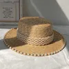 Chapeaux larges chapeaux seau chapeaux 2021 décoration de perles chapeau de soleil raphia pour femmes haut plat jazz fedoras panama chapeau de paille d'été brève ceinture bleue chapeau de plage cadeaux L240322