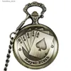 Zakhorloges Antiek Brons Royal Flush Mechanische Pocket Dames Ketting Ketting Rterofob es geschenken L240322