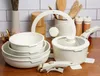 Cookware Sets 13 Piece Set Of Pots Pans Ladles And - Safe Kitchen Utensils With Detachable Handles Cream Color