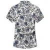 メンズカジュアルシャツ2024夏の大規模なルーズファッションパーソナリティフラワーシャツ弾力性のある汎用性のある半袖