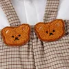 Clothing Sets PatPat 2pcs Baby Boy Plaid Bow Tie Long-sleeve Shirt And Bear Embroidery Suspender Pants Set
