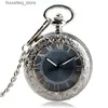 Pocket Watches Retro Mechanical Automatic Self Wind Pocket Transparent Silver Pocket Luxury Fob Clock Mens Birthday Gift L240322