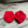 Kwiaty dekoracyjne 1PC sztuczny 8/10 cm dzianin Fake Flower Head Rose Crochet Bukiet Wedding Walentynki Dekoracja prezentowa Wreath