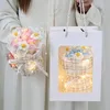 Decorative Flowers Crochet Flower Bouquet Graduation With Led Lamp Valentines Day Gift Finished Knitting Mother's