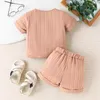 Clothing Sets Kid Baby Boys Summer Outfits Solid Color Button Pocket Short Sleeve Tops Elastic Waist Shorts 2Pcs Clothes Set