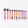 14 unids profesional colorido pinceles de maquillaje en polvo Foundati Blush Eyeshadow Brush Kit Kabuki mezcla cosmética herramientas de maquillaje j95t #
