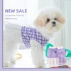 Dog Apparel Purple Plaid Vest Spring Pet Couple Wear Teddy Two Legged Clothes Summer Dress Puppy Clothing XS-XL