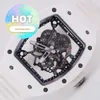 Hot RM Ruch WIDT WATM MENS WATCH RM055 Biała obudowa ceramiczna Pełna pusta manualna manual szwajcarski luksus słynny luksus