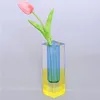 Vases 19.5CM Acrylic Crystal Rainbow Vase Luxury Decorative Pillar Bud Tabletop Flower Container Nordic Room Home Decoration