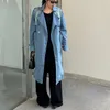 Designer Women Trench Coat Windbreaker Denim Jacket Kvinna Löst bälte kappa Kvinnlig långgravar